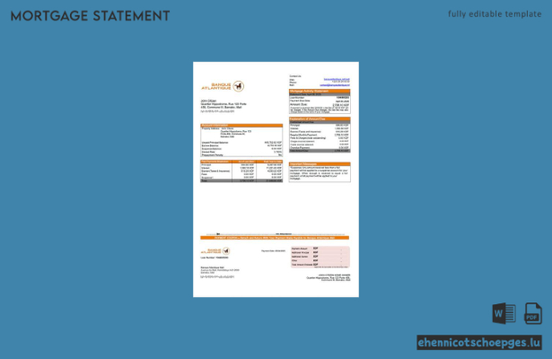 Mali Bank Atlantic Mali Hypothekenabrechnung Word- und PDF-Beispielvorschau